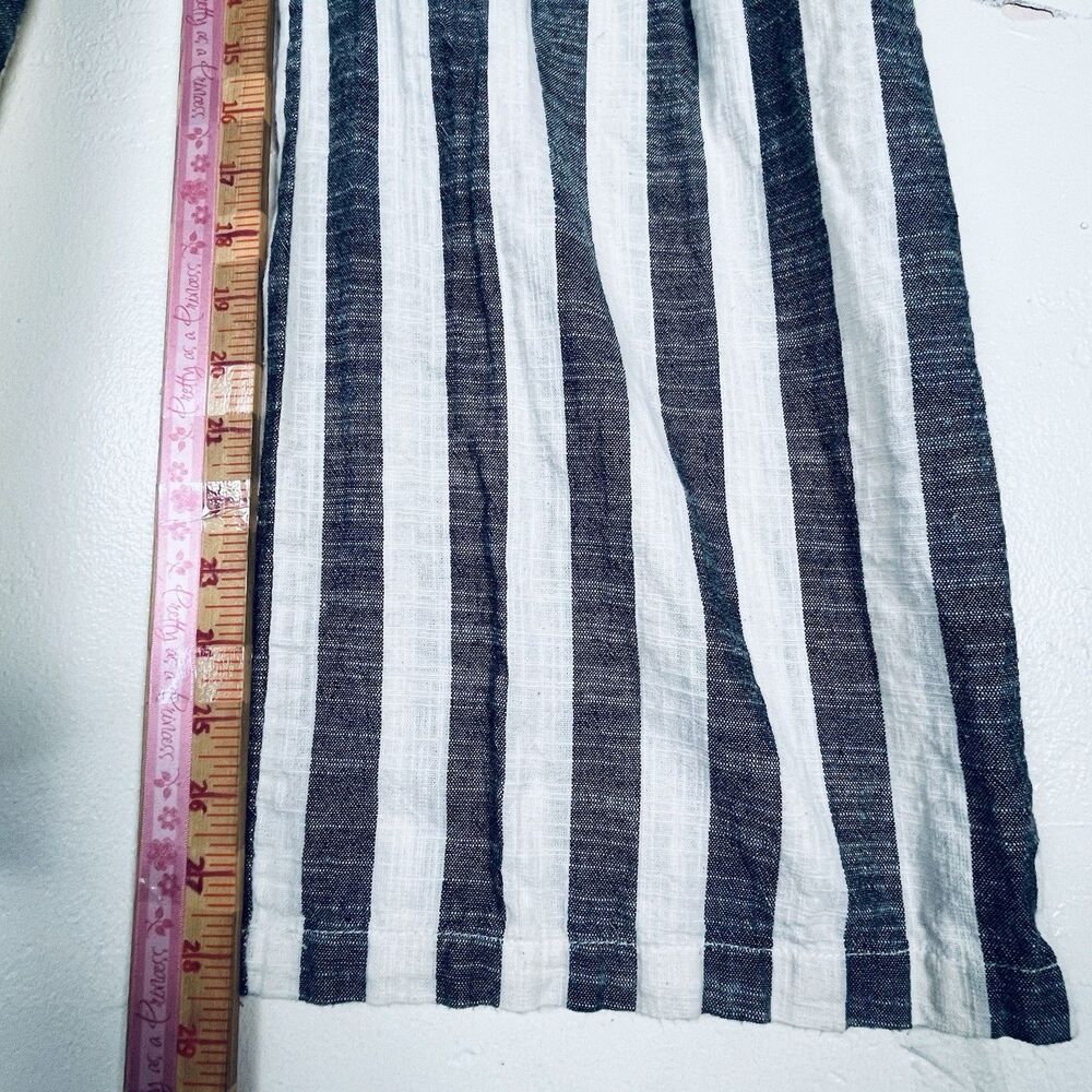 Indigo Rising Linen Cotton Wide Leg Pants Striped Belted Women’s M - Picture 6 of 12